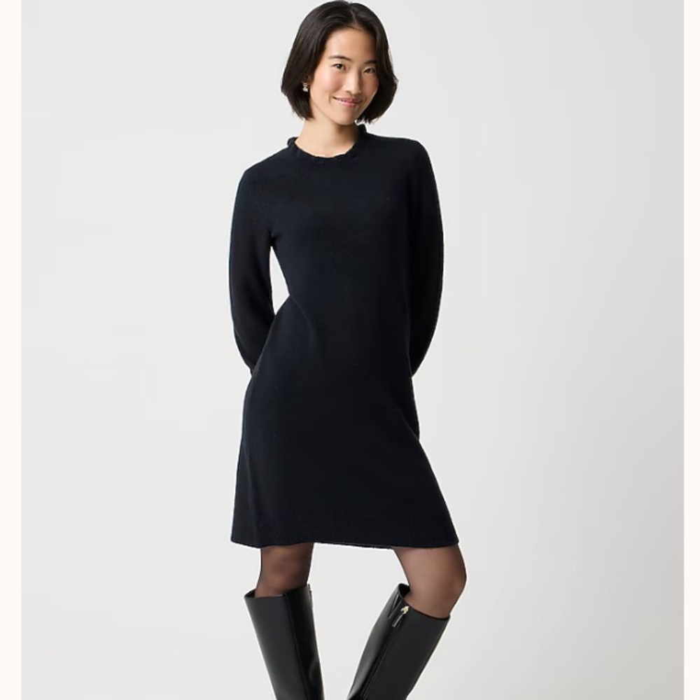 J. Crew Black Long Sleeve Sweater Dress - Large